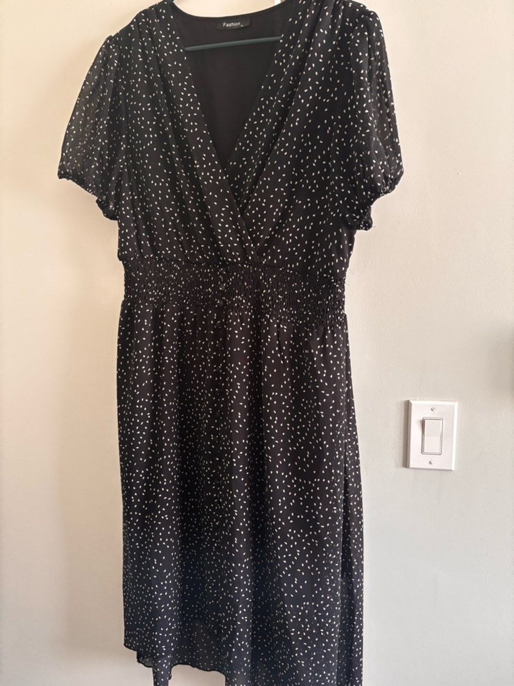 Amazon Black Midi Dress with White Dot Print